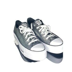 Converse Black and White Iridescent Platform Sneakers